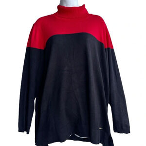 CALVIN KLEIN Turtleneck Sweater Women’s Plus 1X Two-tone Long Sleeve Pullover